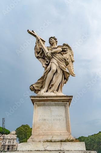 Marble Angel with the Cross, outside the Castle of the Holy Angel (Italian Castel Sant'Angelo), or Mausoleum of Hadrian