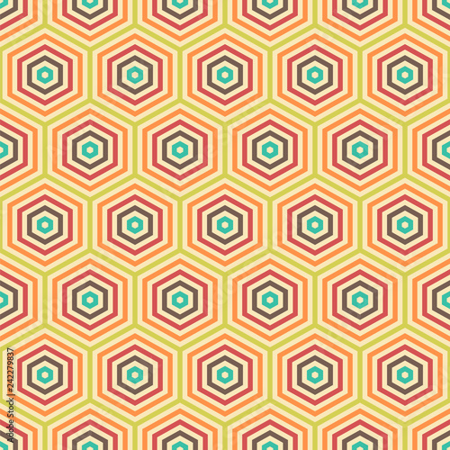 Hexagonal color cells. Seamless vector pattern.