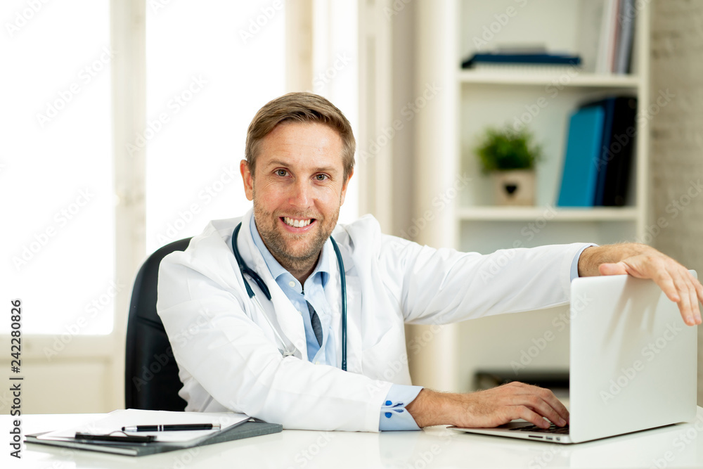 Portrait of successful specialist doctor working in hospital office looking happy and confident Portrait of successful specialist doctor working in hospital office looking happy and confident