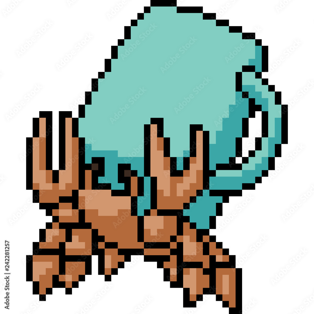 vector pixel art hermit crab