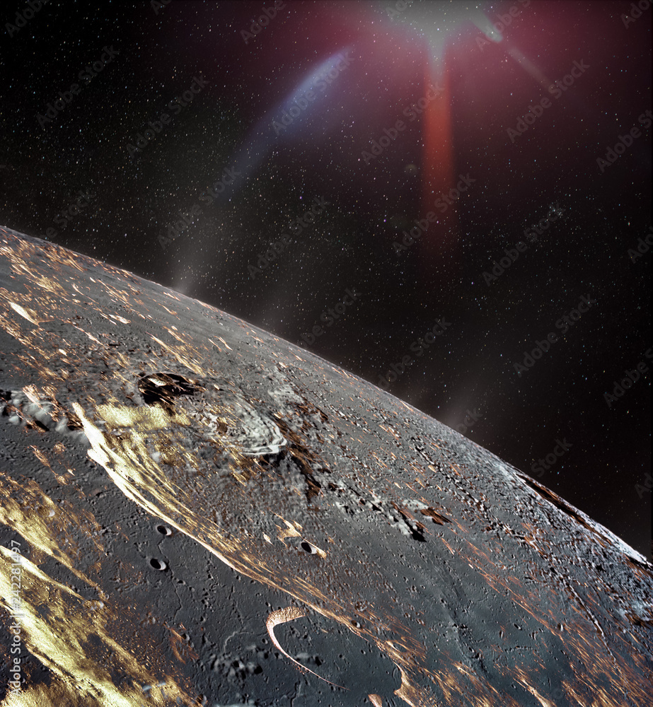 Fototapeta premium Flara słonecznej powierzchni księżyca. Elementy tego zdjęcia dostarczone przez NASA
