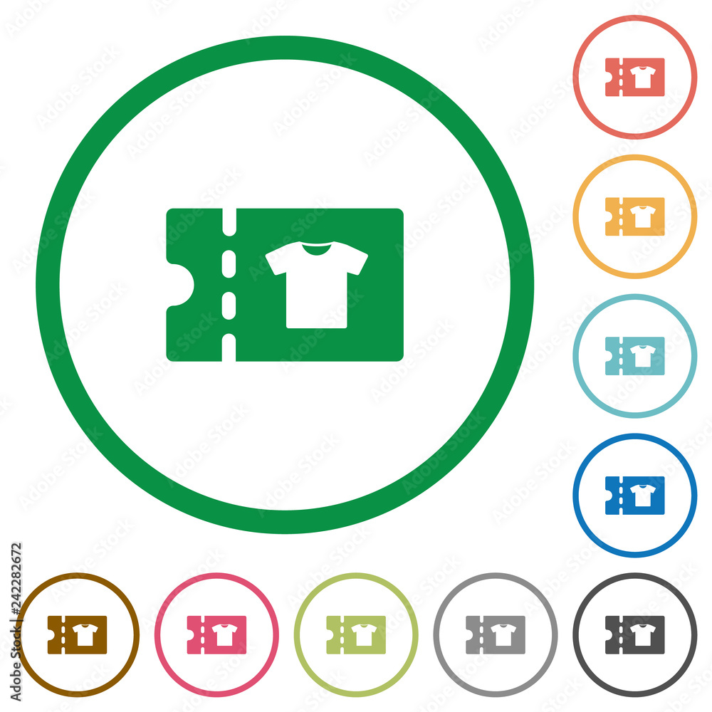 Clothes shop discount coupon flat icons with outlines Clothes shop discount coupon flat icons with outlines