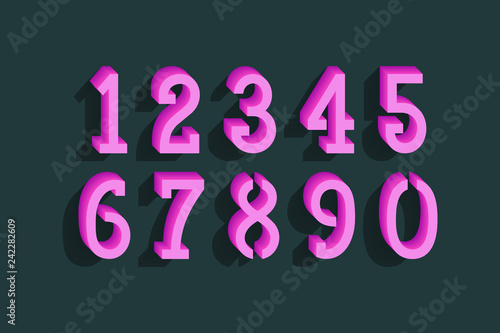 Urban vector numbers in 3d vibrant style.