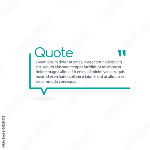 Innovative vector quotation template in quotes. Creative vector banner illustration with a quote in a frame with quotes. Vector illustration isolated on white background.
