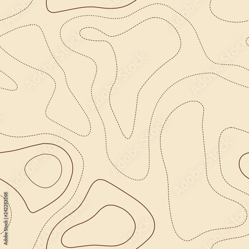 Admirable topographic map. Seamless design, creative tileable isolines pattern. Vector illustration.