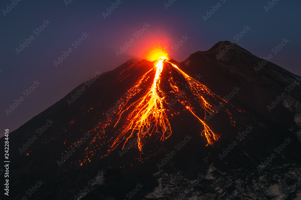Volcano Etna eruption - obrazy, fototapety, plakaty 