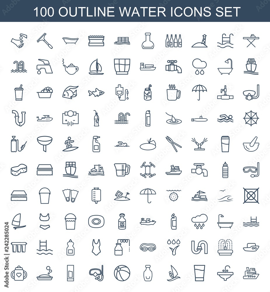 100 water icons Stock Vector | Adobe Stock