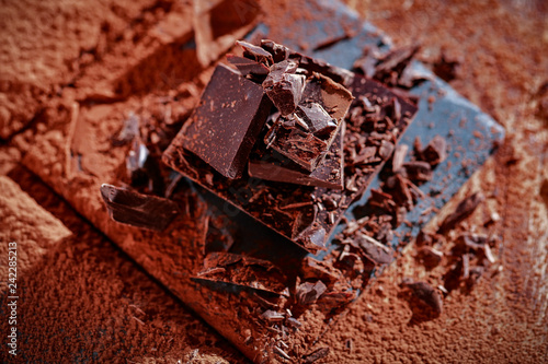 chocolate and dark background space 