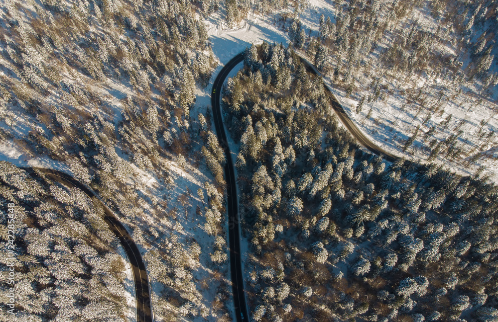 road in winter mountain landscape