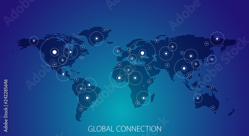 Global connection business vector banner