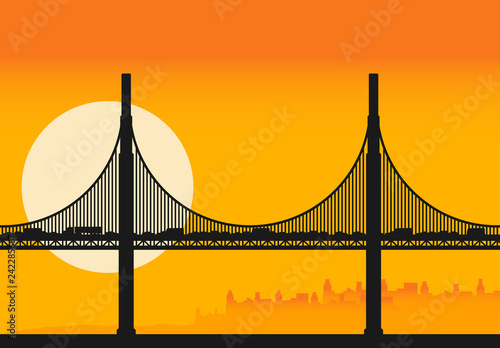 Golden Gate Bridge illustration flat vector.