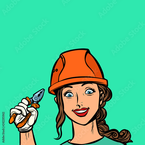 smiling woman electrician professional