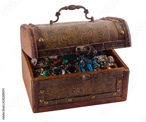 vintage jewelry box on white background