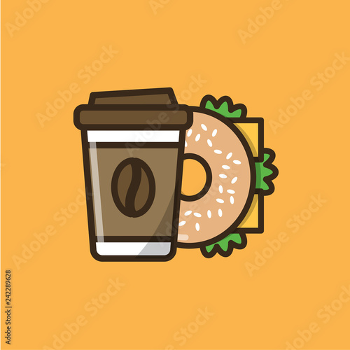 Coffee and bagel icon