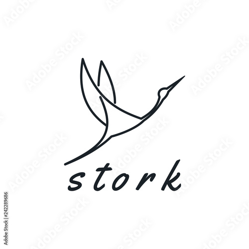 stork logo line art monoline outline vector illustration
