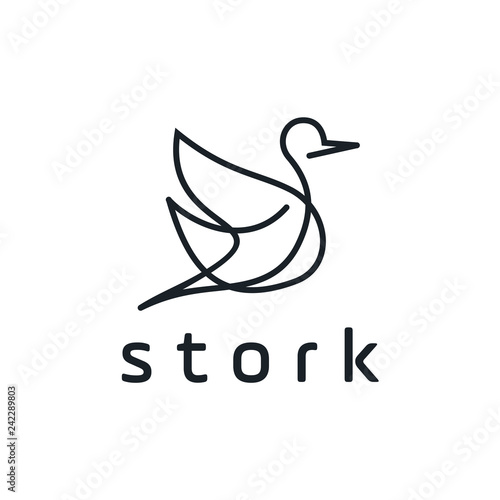Fototapeta Naklejka Na Ścianę i Meble -  stork logo line art monoline outline vector illustration