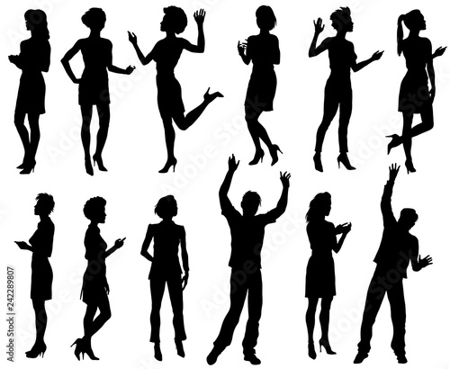 Male and Female silhouettes, people set