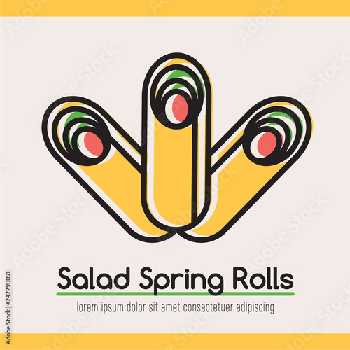 Food logotype with three rolls, text