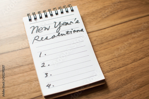 New year's Resolution handwritten on a notepad