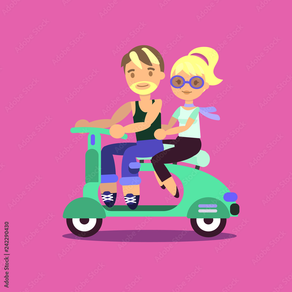  happy couple on a motorbike