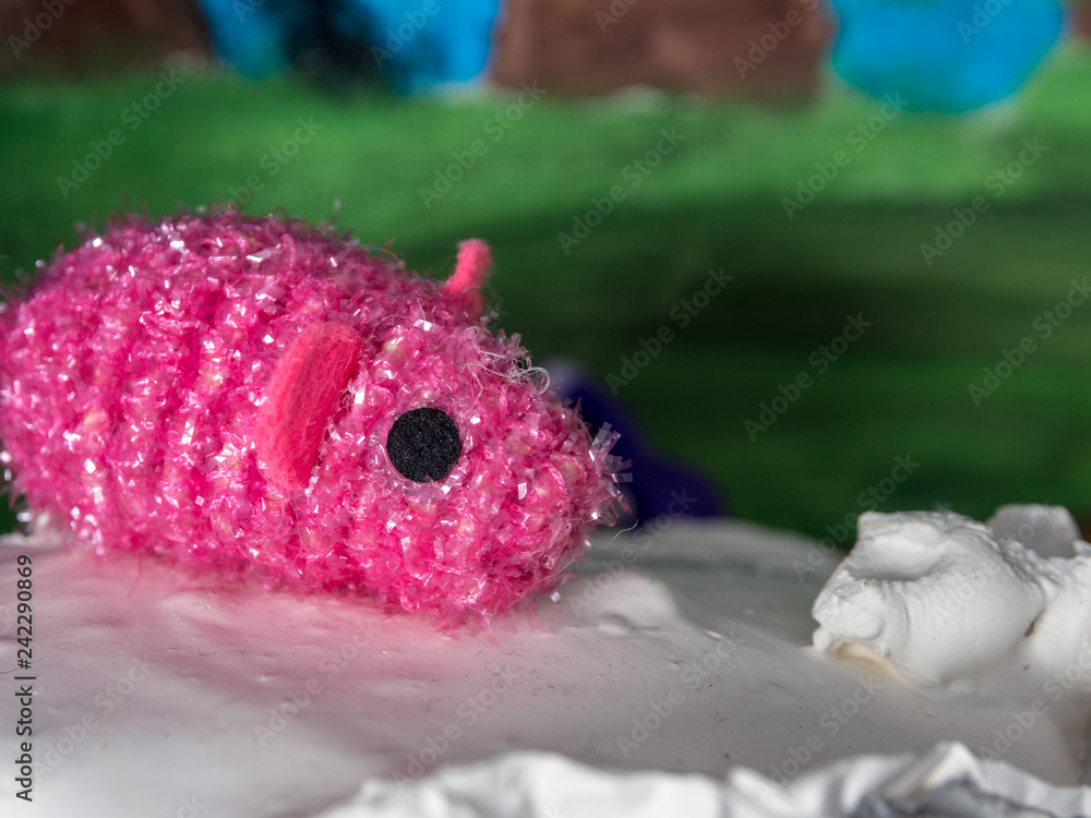 Little pink mouse, cat toy, closeup, cute. Little pink mouse, cat toy, closeup, cute.