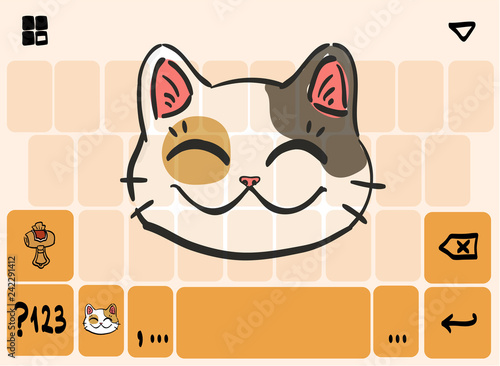 Mobile keyboard template theme with lucky cat head