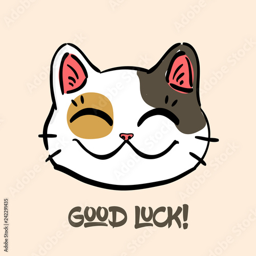 lucky cat and text - Good luck