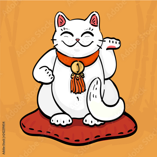  white maneki neko talisman cat