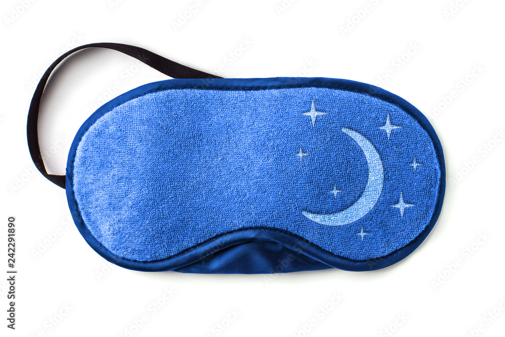 Blue sleeping eye mask, isolated on white background Blue sleeping eye mask, isolated on white background