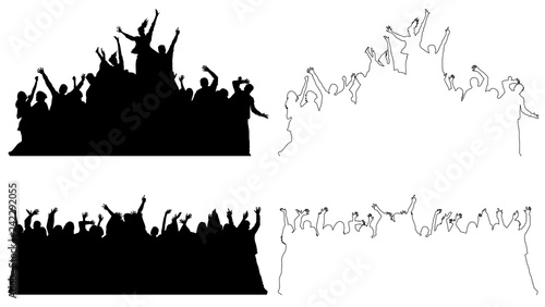 Set of dancing celebrating people