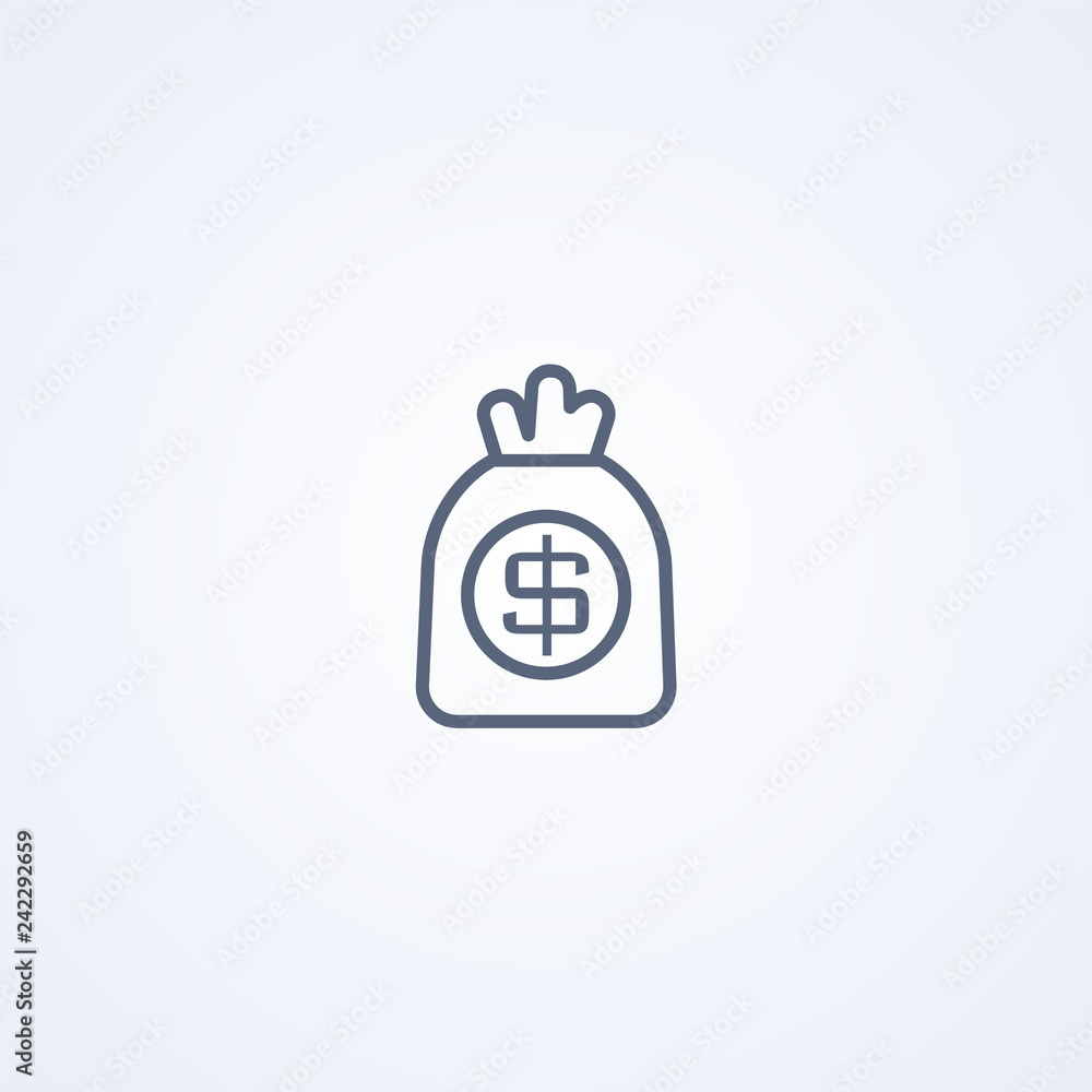 Sack of money, vector best gray line icon Sack of money, vector best gray line icon