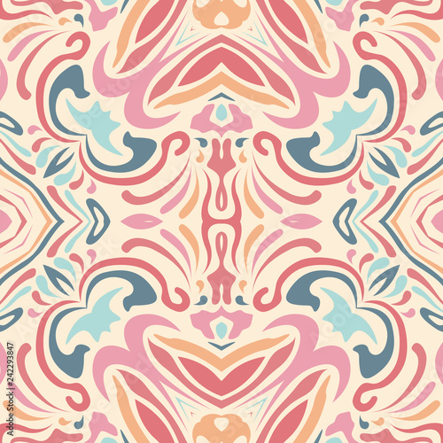 Abstract ethnic pattern in pastel shades. The idea of design card, invitation, cover, wallpaper, tile, packaging, background. Tribal ethnic ornament arabic style.