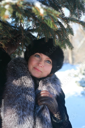portrait of young woman in winter