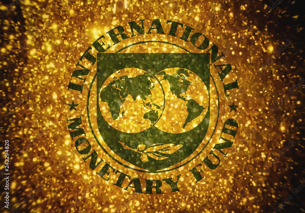 Symbol of the International Monetary Fund and gold.