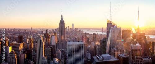 Panorama of New York Manhattan at Sunset