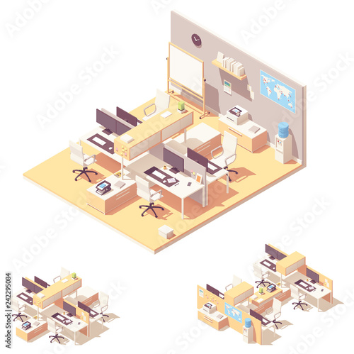 Vector Isometric office with cubicle