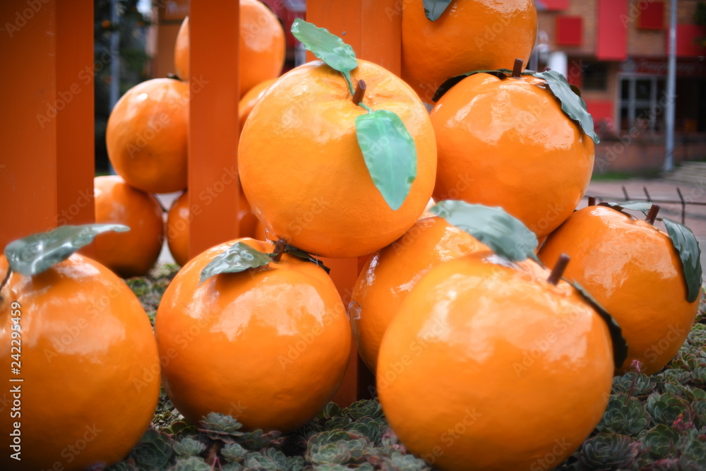 Object of pumpkin in a public place