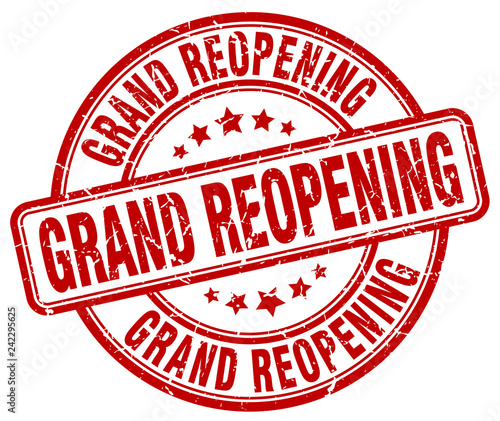 grand reopening red grunge round vintage rubber stamp