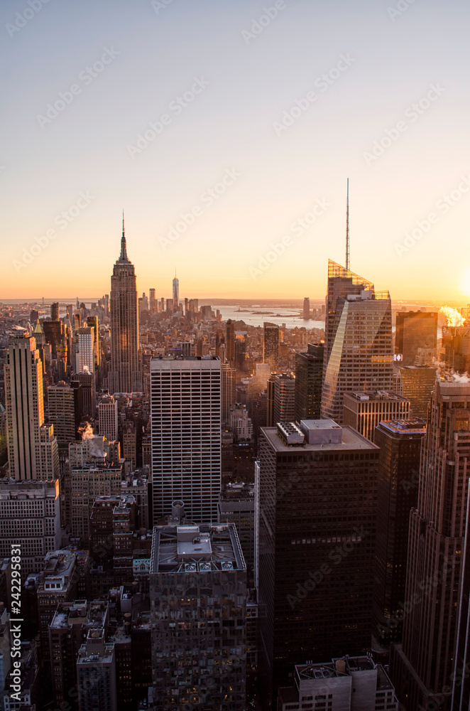 Sunset over New York Cityscape