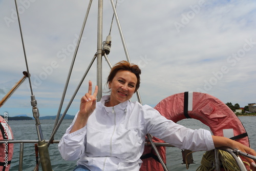 young woman on a yacht