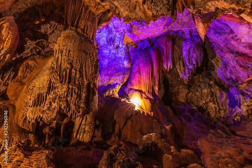 Photography Jang cave, Beautiful cave in Vangveang, Laos.