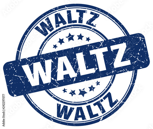 waltz blue grunge round vintage rubber stamp