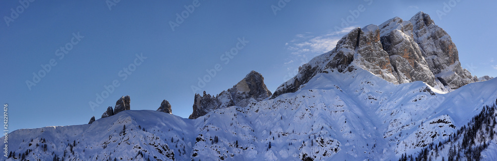 The dolomitic mountain group of Pale di San Martino near San Martino di Castrozza. Trentino Alto-Adige in Italy.