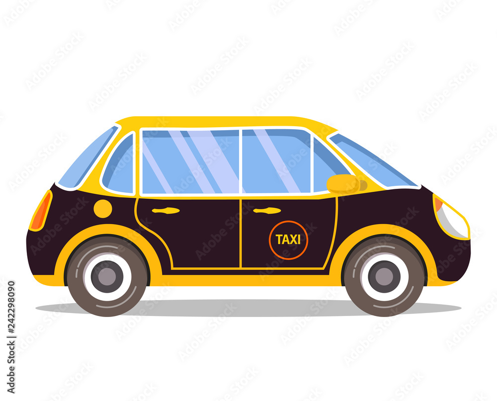 Indian taxi traditional. Vehicle city India. Flat vector cartoon car.