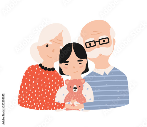 Portrait of grandfather, grandmother and granddaughter