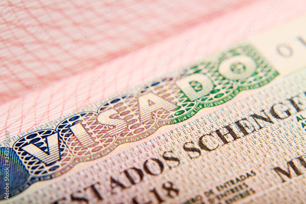 Fototapeta premium Spanish Schengen visa in a passport 