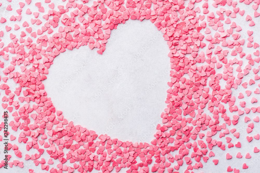 Valentine's day heart shaped frame background made of candies. Valentine's day heart shaped frame background made of candies.