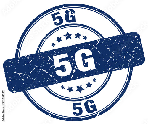 5g blue grunge stamp