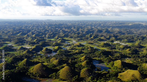 chocolate hill in aerial view, Bohol Philippines © Fly_and_Dive