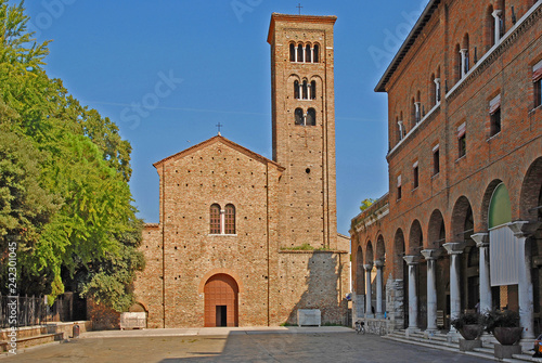 Italy Ravenna S. Francis Basilica with the bell tower.